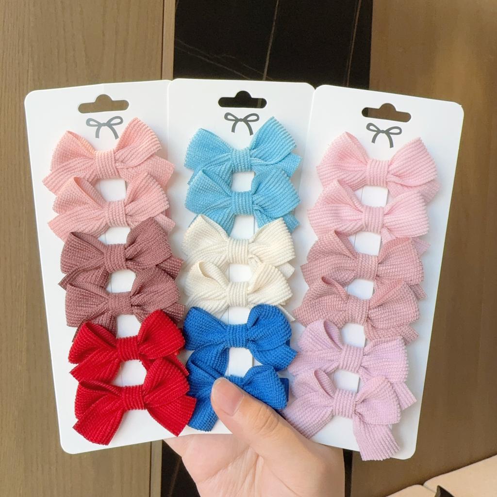 6Pcs/Set New Fashion Solid Hairpins Bows Hair Accessories Hair Clips Girls Nylon Hairpins Children Cute Barrettes Gift