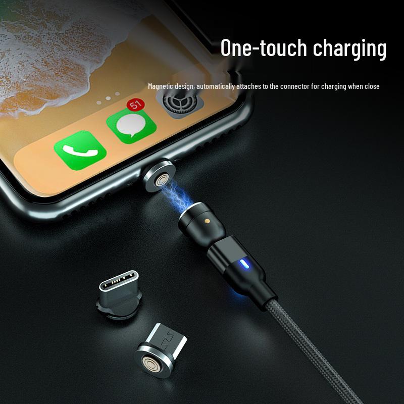 3-in-1 540° Rotating Magnetic Fast Charging Cable, 3A Blind Suction Phone Charger