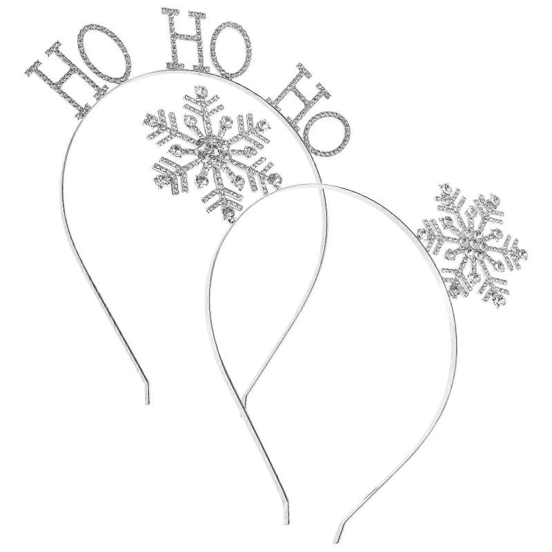 Snowflake Christmas Hairband Xmas Party Decor for Decoration 2Pcs Silver