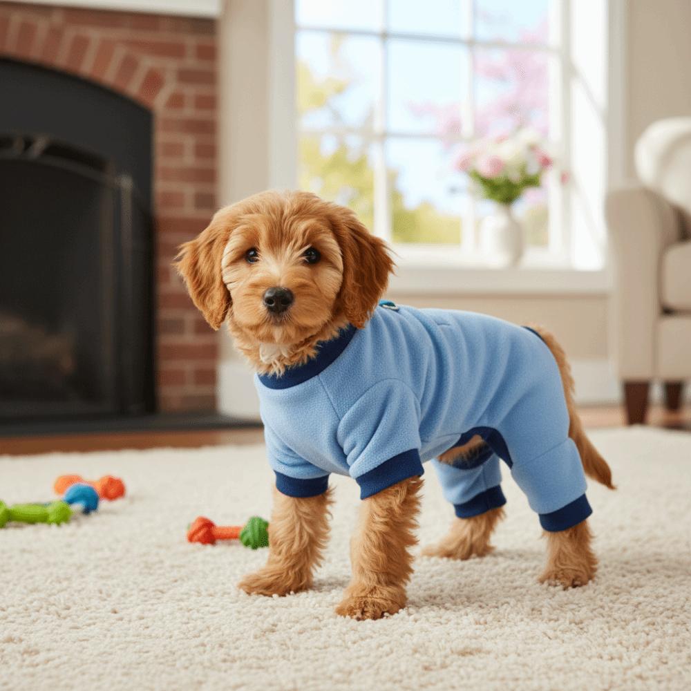Soft Dog Jumpsuit Comfortable Dog Four Legged Clothing Dog Towing Suit Autumn Winter