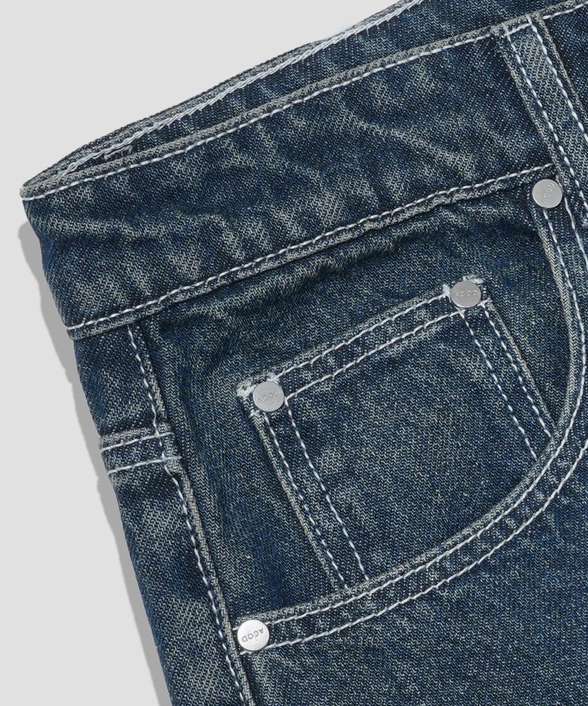 AGOD Washed Vintage Wide Balloon Denim Pants [Sand Indigo]