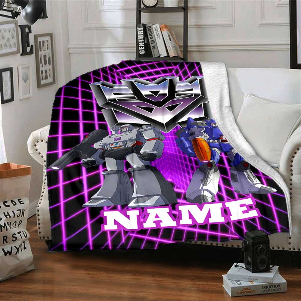 Love Transformers (11) Personalized Text Blanket Lightweight Personalized Blanket Durable Comfort Versatile for Nap Bed Office Home Decor