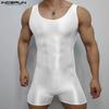 Body Combinaisons Salopettes Courtes Débardeurs Sans Manches Couleur Unie Fins Semi-Transparents Sous-vêtements Homme