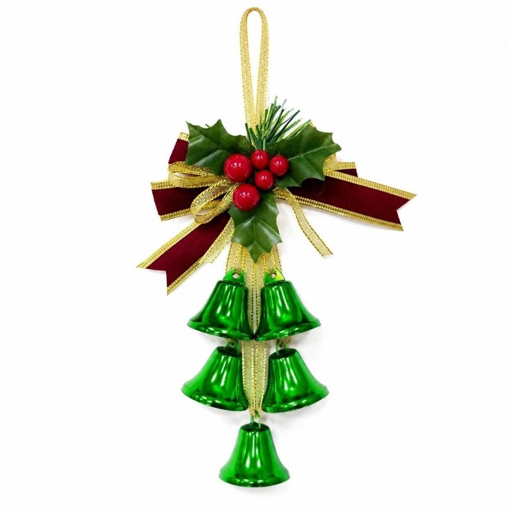Metal Christmas Bell Pendant Velvet Bow Christmas Tree Bell Decoration  Xmas Party Home Decoration