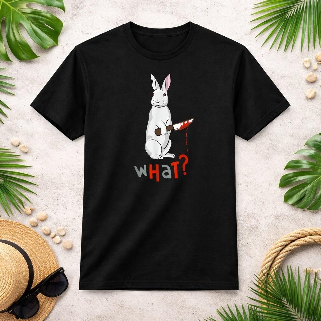 Funny Scary Eyed Killer Rabbit Adult Humour T-Shirt Size S-4XL S разноцветный