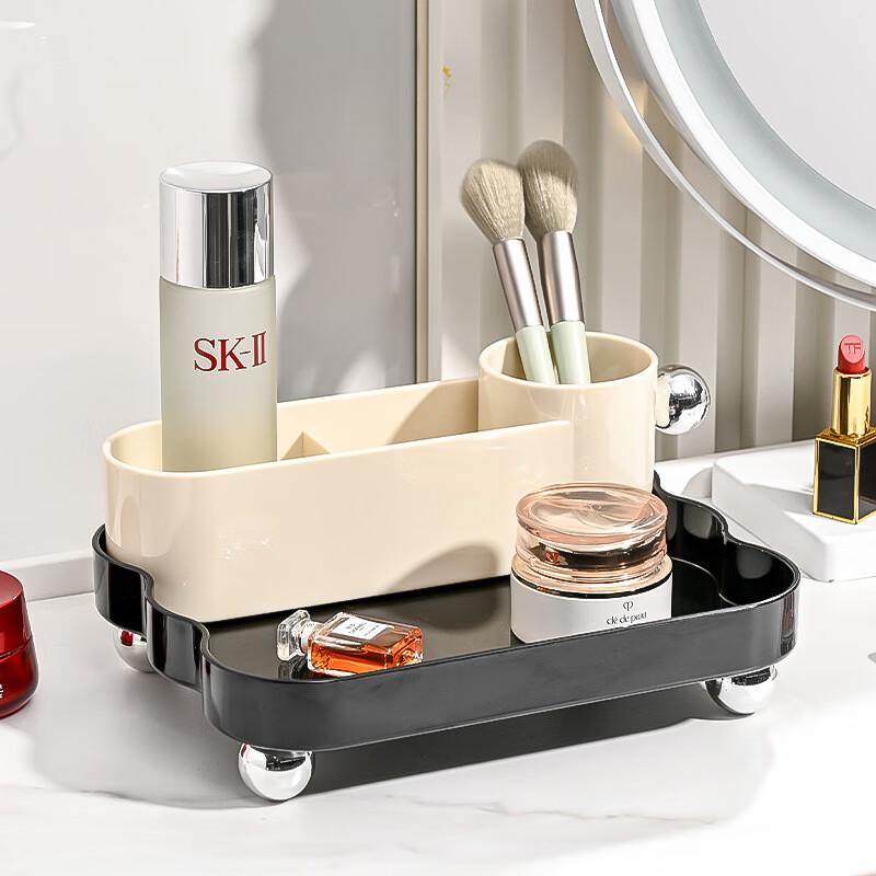 Yuyi Angel Electroplated Color-Blocked Double-Layer Cosmetic Organizer