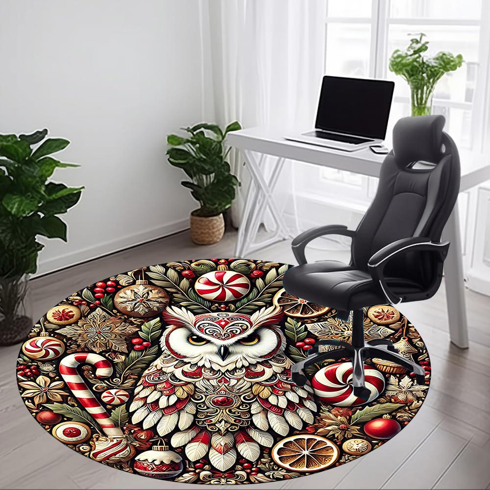 1pc Holiday Festive Office Round Area Rug, Under Office Chairs Bedroom Living Room Home Decor, Room Deco
