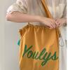 Canvas Drawstring Tote Bag Korean Style Letter Printed Handbag Casual Nylon Shoulder Bag  Women