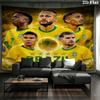 Brazil National Football Team Wall Tapestry Aesthetic Wall Hanging Printed Fabric Blanket Decorative Tapestries for Bedroom Living Room Home Decor
