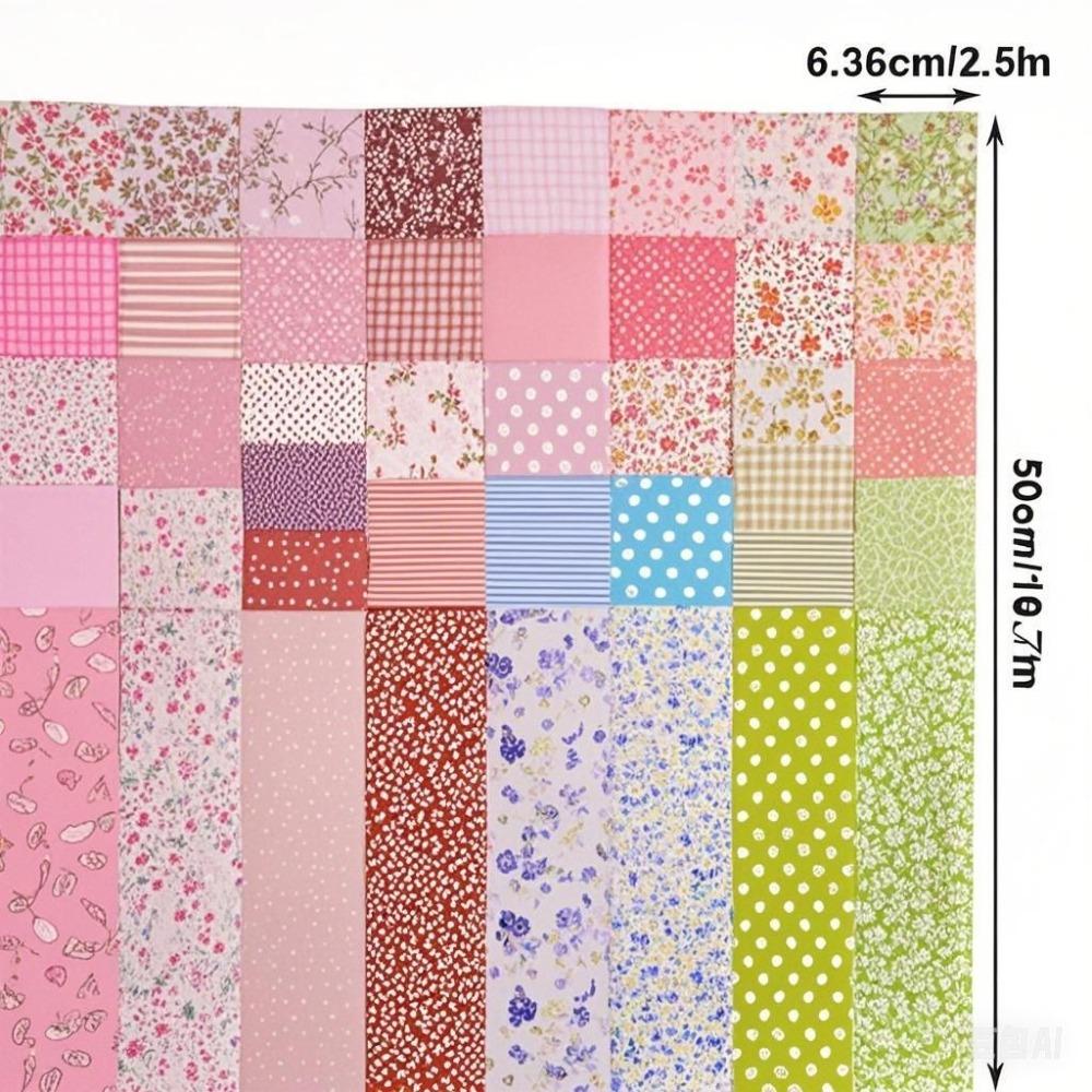40Pcs Colorful Printed Precuts Fabric Jelly Rolls Sewing Material Cotton Patchwork Strips 6.5x50CM DIY Quilting Fabric Bundles