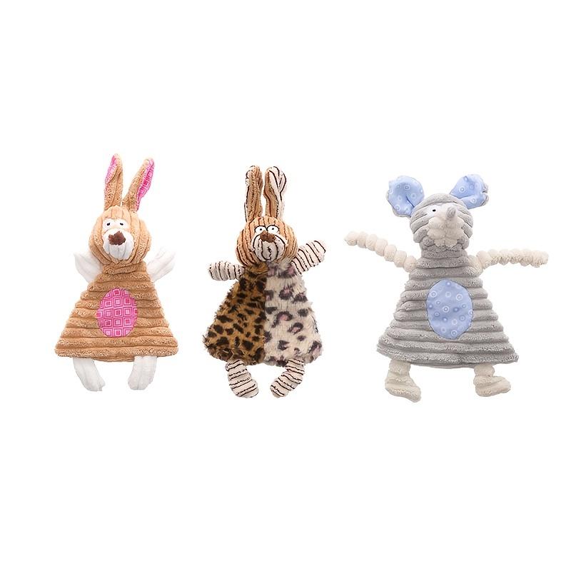 Squeaky Rabbit Dog Toy, Plush Crinkle Pet Chew Toy for Small Medium Dogs, Durable Interactive Puppy Teething Toy