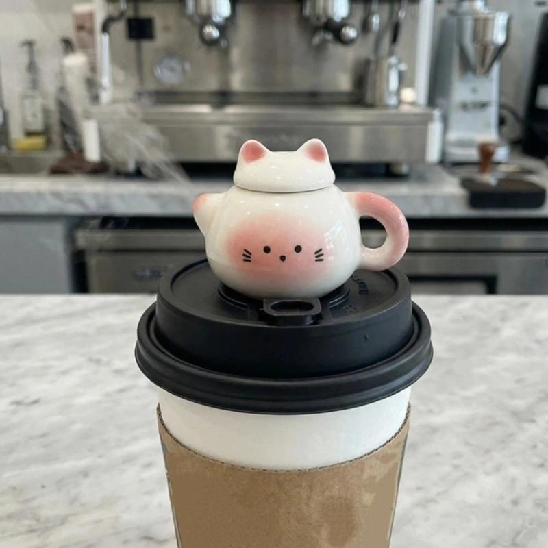 Chinese Style Mini Ceramic Teapot Ornaments Traditional Smooth Milk Tea Lid Accessories Exquisite Ceramic Cat Ear Pot Home Decor