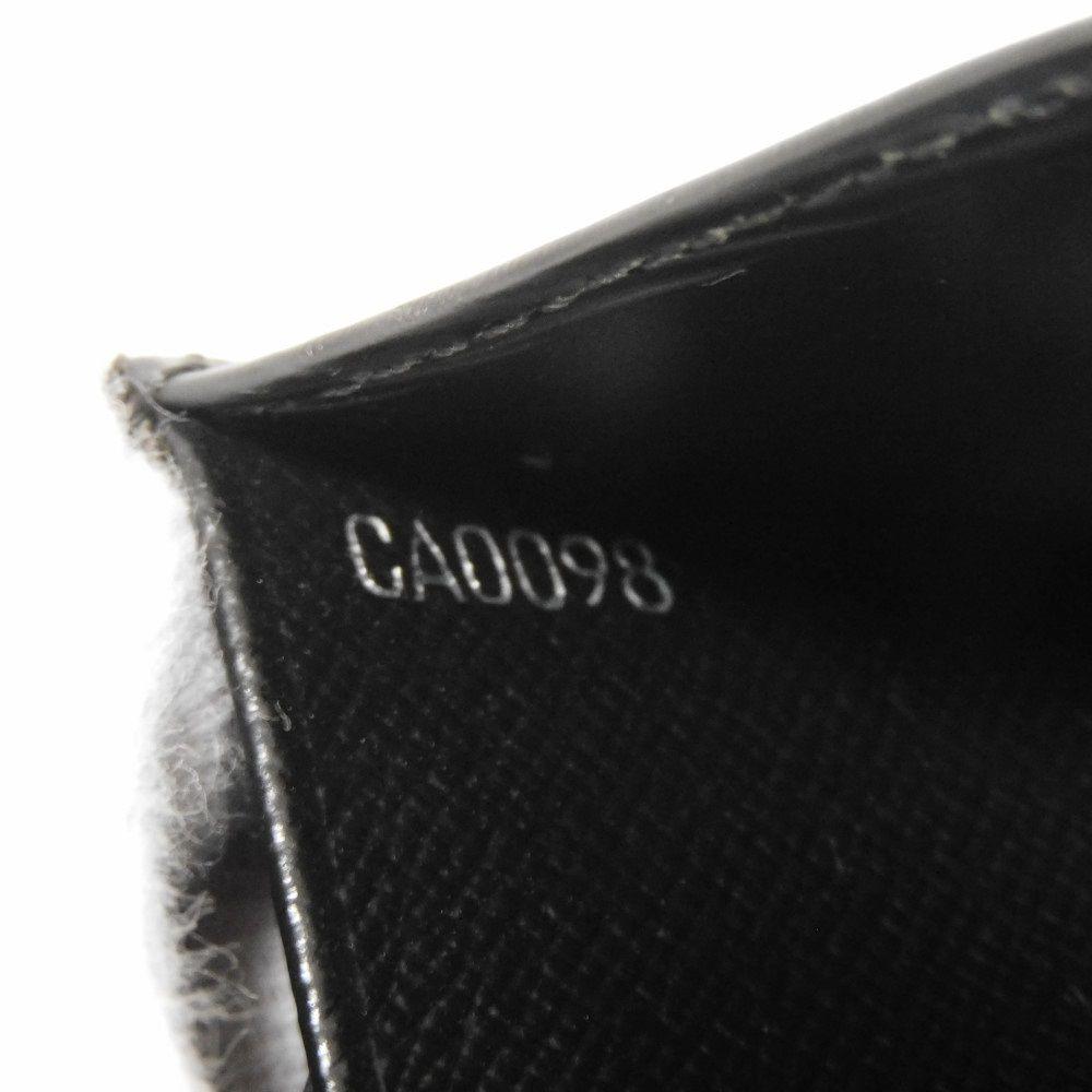 Used LV Logo Embossed Black Card Case with Gusset, Bifold, Epi Noir, 12564 Porte Monnaie Simple M63412 7943, Unisex