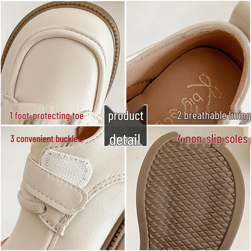 Kinder-Leder-Schuhe mit weicher Sohle - Mädchen Frühling/Herbst Britischer Stil Lässig & Bequem Rutschfeste Lauflernschuhe für Kleinkinder