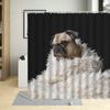 Cute Beige Dog Pug Puppy Pink Hearts Pattern Decor Bathroom Curtains Polyester Fabric Waterproof Kids Shower Curtain With Hooks