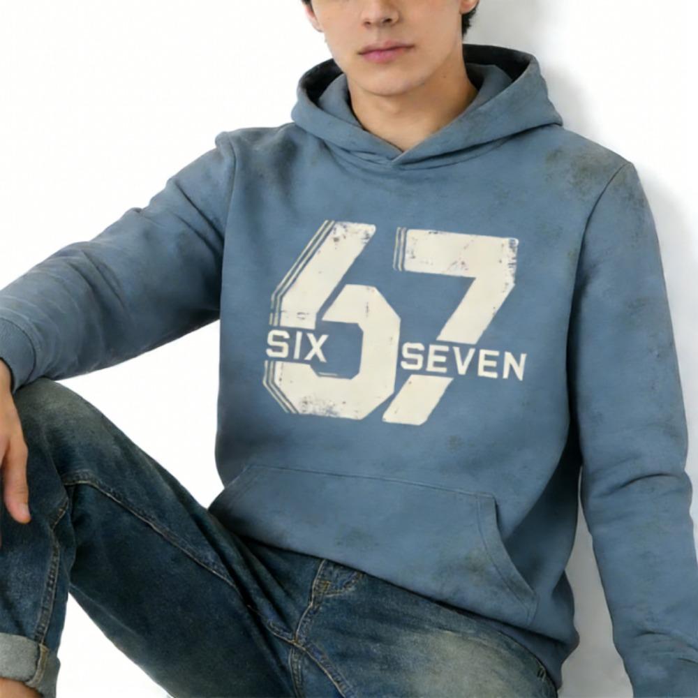 Europe and America Vintage 67 Print Kids Hoodies Fashion Boys Girl Long Sleeve Pullover Casual Hoodies Sweatshirt Clothing