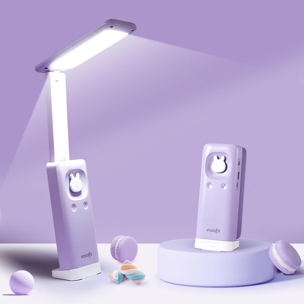 VAVOFO Electric Gas Lamp, Cordless Lamp with 15 Dimming Modes, Cute Stand, 6000 mAh Lamp, LED, Modern Office Lamp (Purple)