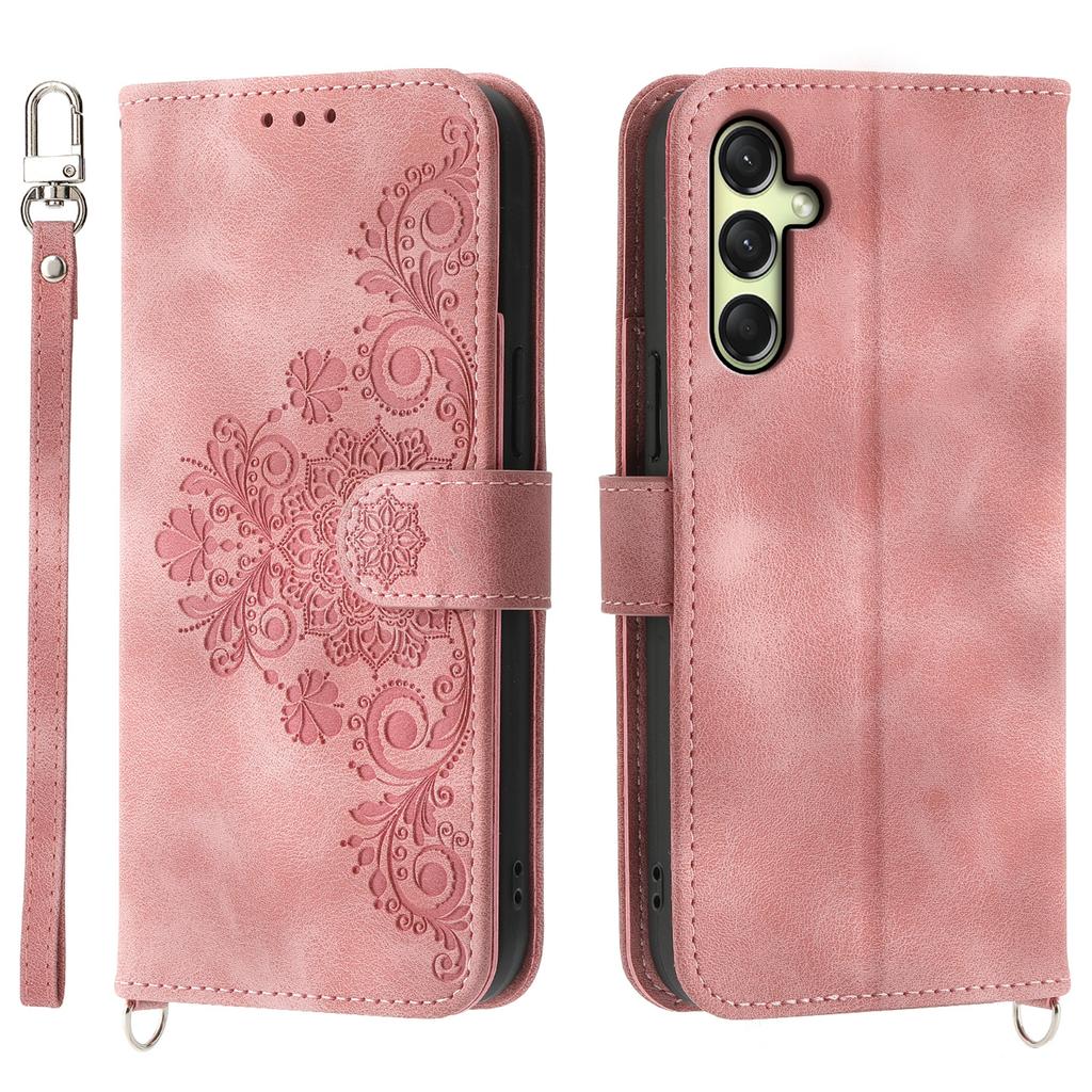 For Samsung Galaxy A16 5G/A16 4G Case Flower Pattern PU Leather Wallet Phone Cover with Strap