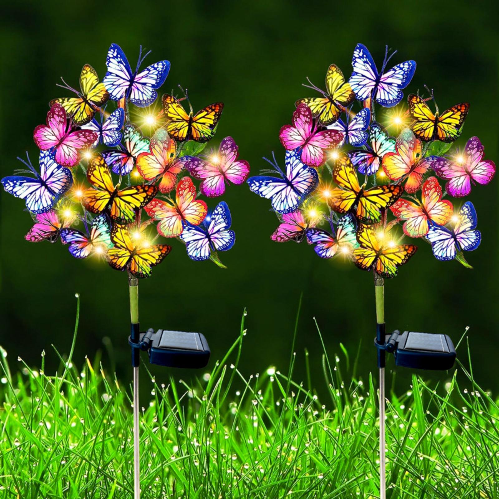 

Solar Powered Butterfly Flower Tree LED Outdoor Garden Light Decorative Lawn Lamp European Style Yard Lighting with Stake for Outdoor Use One Size