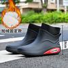 Winter fixed velvet warm waterproof glue shoes trendy men's short rain shoes wading short boots outdoor men's rain boots warm cotton shoes
