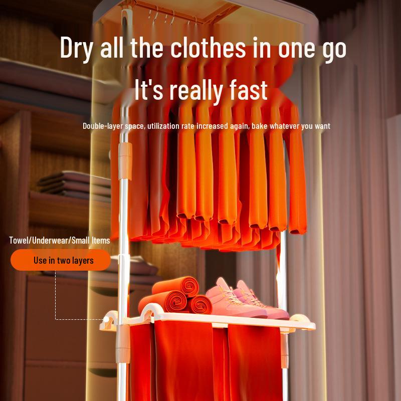 Automatic Folding Clothes Dryer with Steam Deodorization, UV Disinfection, and Portability