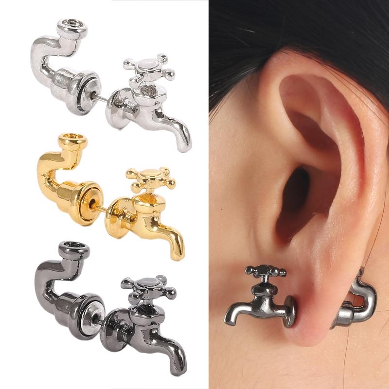 Orecchini a Bottone Rubinetto Stile Punk Rubinetto Bottone Orecchini Strani per Donne Uomini Piercing Gioielli per Orecchie Novità Orecchini Divertenti