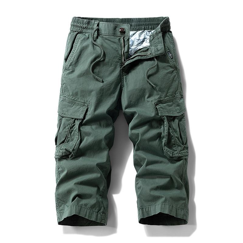 

Summer new overalls casual loose men s eight-point pants simple and versatile trendy brand men s high-end pants 38 армия зеленый