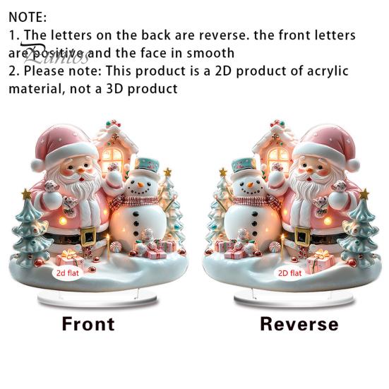 Christmas Party Supplies 2D Acrylic Angel Figurine with Warm LED Lights, Glowing Holiday Tabletop Decorative Signs Decor for Home Living Room