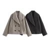 Women's 2024 Autumn/Winter Double-Breasted Solid Color Short Overcoat