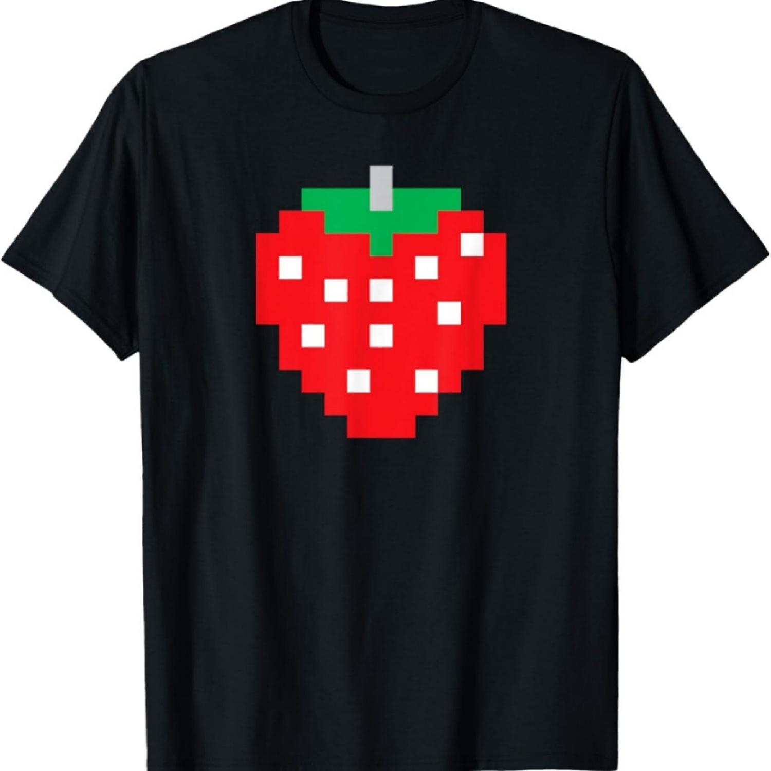 

Pixel Strawberry 80s Video Game Halloween Costume T-Shirt XXXXXL чорний