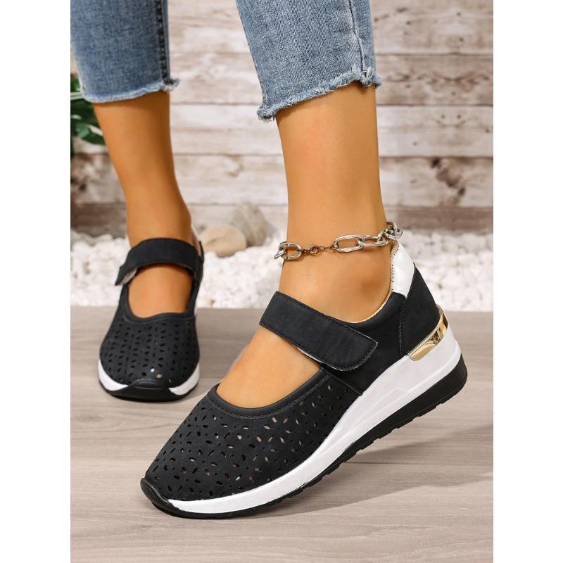 Damen Übergröße Neue Sommer Leichte Ausgeschnittene Dicksohlige Klett-Sandalen