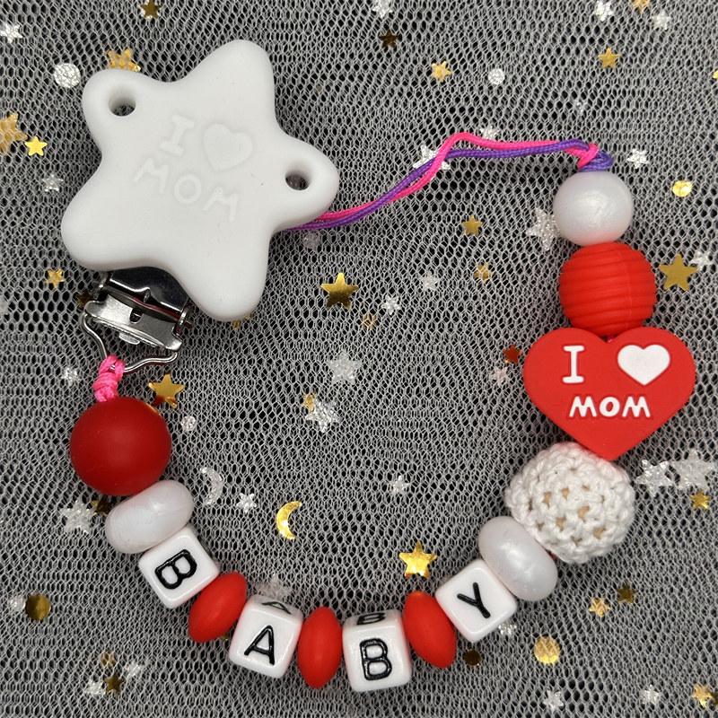 Custom Personalized Name Pacifier Clips BPA Free Silicone Silicone Baby Pacifier Clips Colorful Pacifier Chain Holder Teething