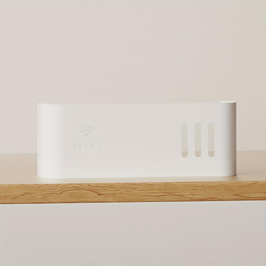 Plastic storage box for 1pc WIFI router, wall mounted without drilling, suitable for walls and desktops