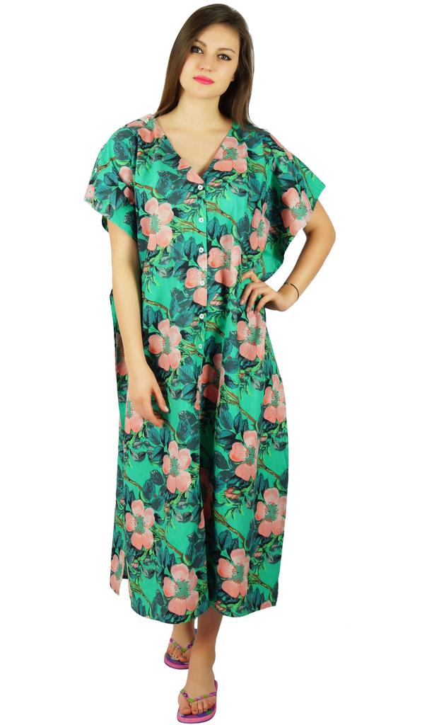 Bimba Button Down Cotton Kaftan Nursing Mothers Nightwear Dress Baby Shower