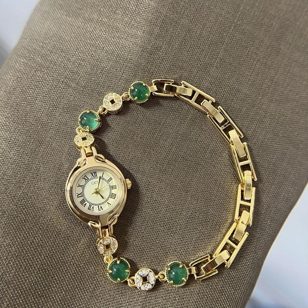 Brand Luxury Ladies Watch New Jade Beads Bracelet Quartz Watches For Women Jewelry Clock Gold Silver