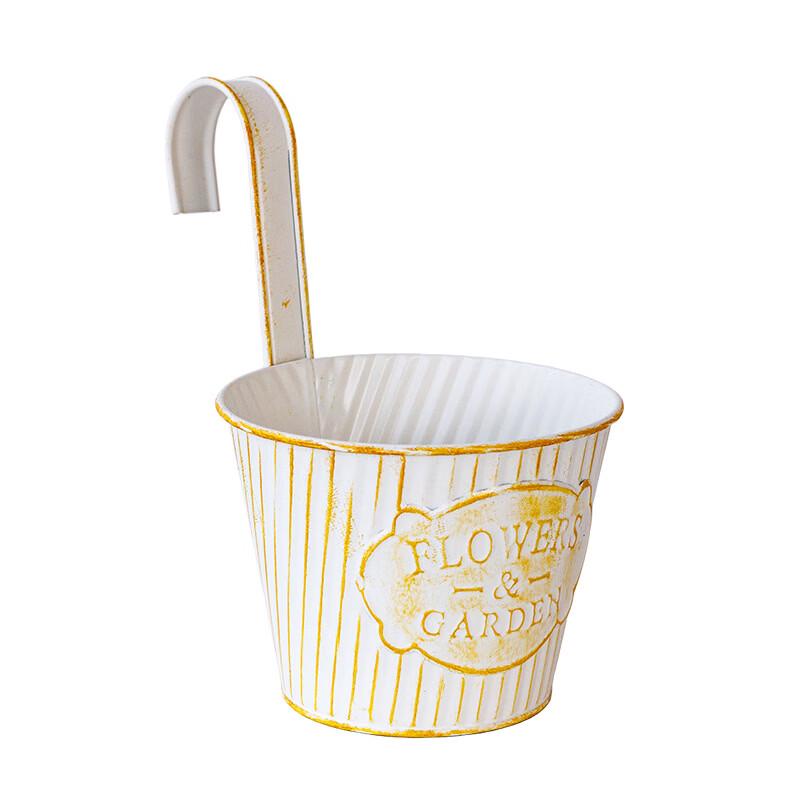 MOJY Vintage Distressed Metal Hanging Flower Pots