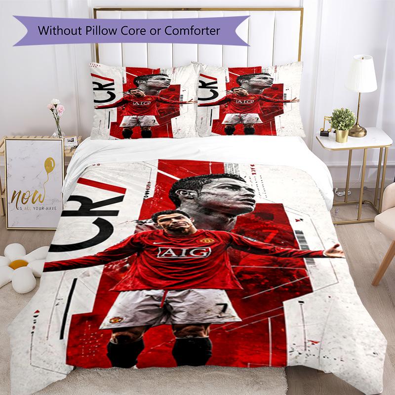 Cristiano Ronaldo Bettwäsche-Set Atmungsaktiver Bettbezug mit Kissenbezügen Heimdekoration Geburtstagsgeschenk