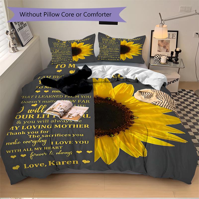 3pcs To My Mom Printed Duvet Cover Set (1 * Cover+2 * Pillowcase, Without Core), Home Bedroom, Guest Room, Dormitory Decoration Items