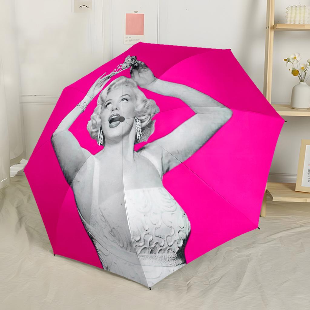 Marilyn Monroe Iconic Style Portable Automatic Umbrella Compact & Durable 8-Rib Design Sturdy Construction Travel Essential Compact Folding Umbrella