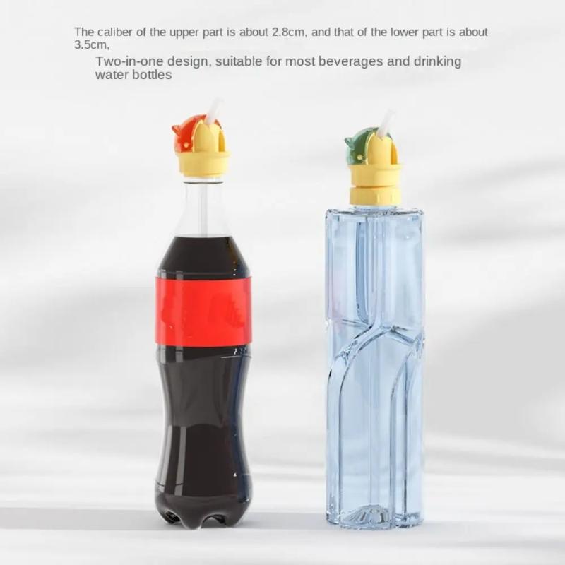 With Straw Lid Beverage Water Bottle Cap Spill-Proof With Storage Box Water Bottle Lid Dustproof Anti Choking Drinking Tube