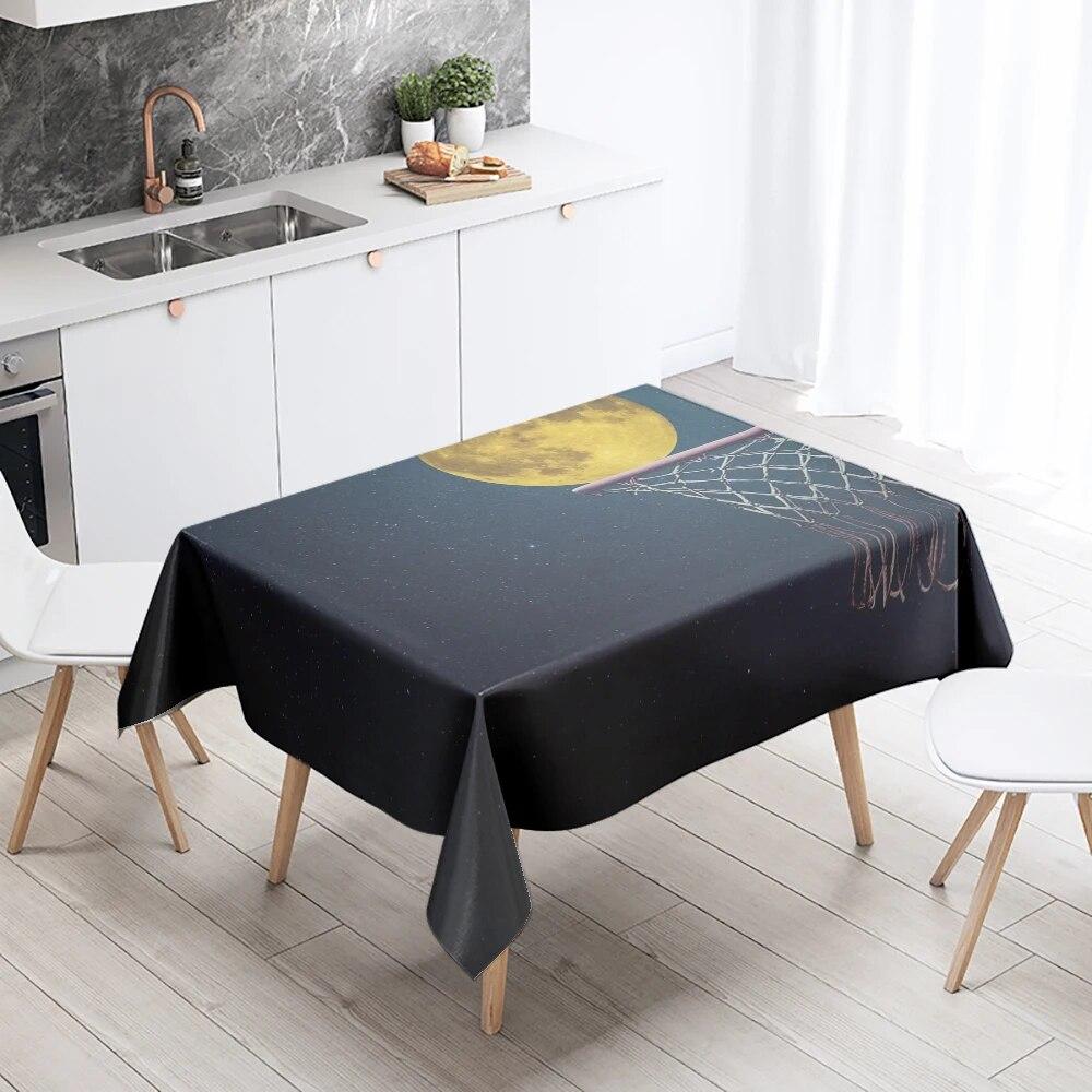 Starry Universe Tablecloth Planet Track  Anti-fouling Waterproof Rectangular Kitchen Table Home Decoration