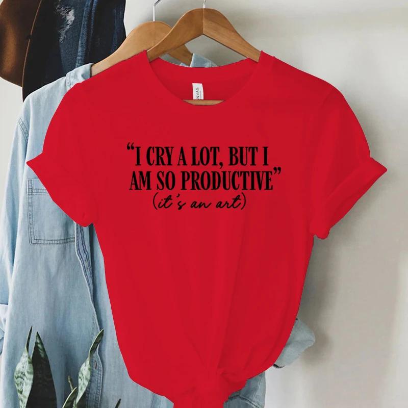 I Cry A Lot But I Am So Productive Tshirt Womens Mental Health Tshirt TTPD Music Positive Tops Tees Funny Letters Women Tshirt