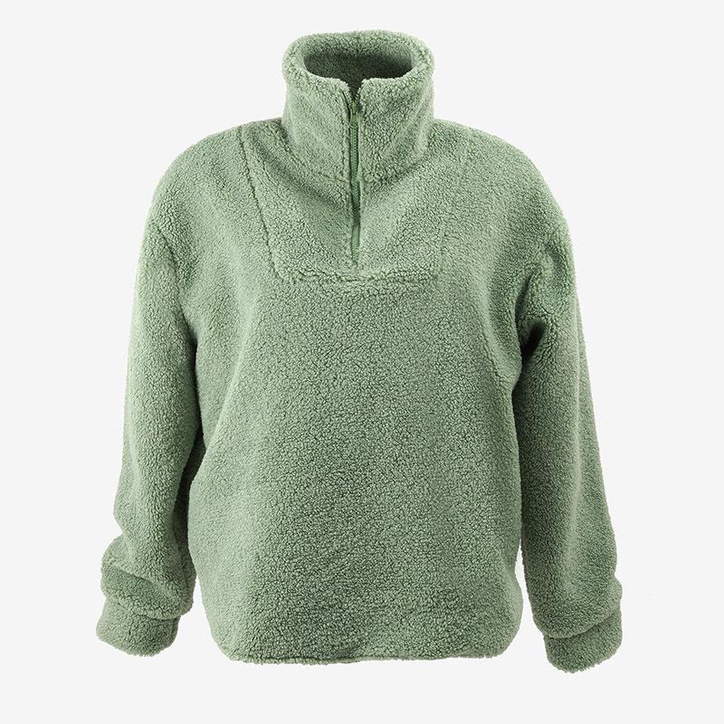 New Product Fluffy Pullover Sweater New Women's Clothing Solid Color Zipper Stand-up Collar Long-sleeved Plush Jacket Women's Autumn and Winter
