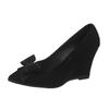 Bow Wedges Women Shallow Shoes Suede Pointed Toe Sexy High Heels Pumps 2025 Trend Winter Dress Party Designer Femme Chaussures
