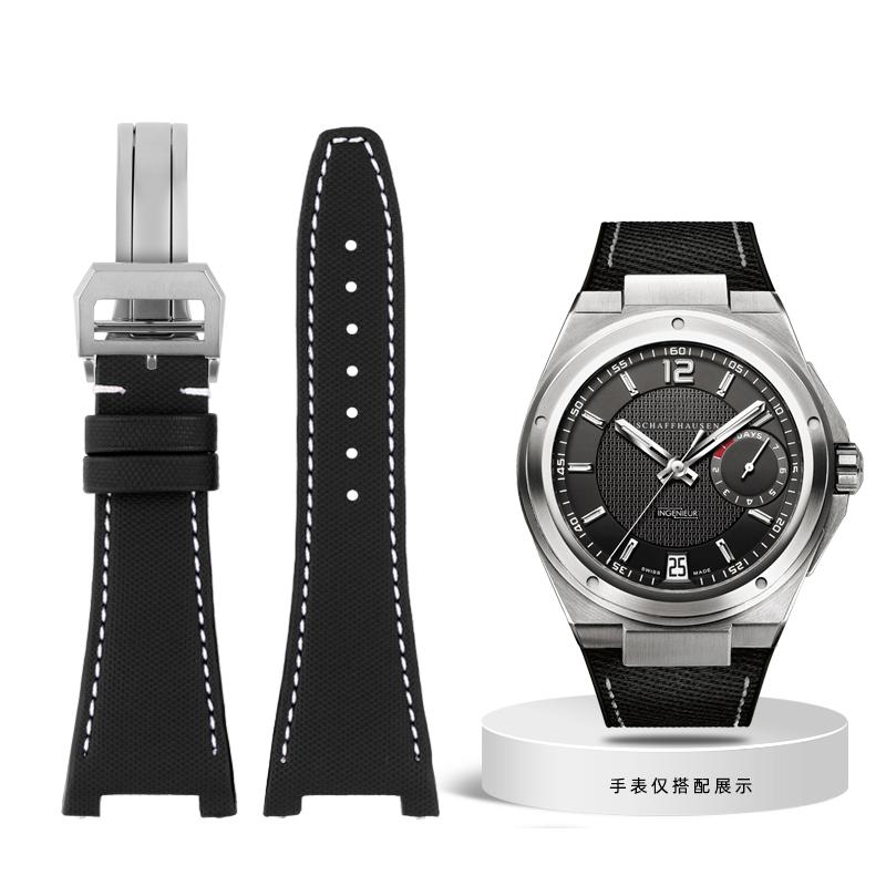 Nylonowo-skórzany pasek do zegarka IWC Engineer z wycięciem Pasek IW500501 IW378507 IW322703 Seria Czarny Sportowy płócienny pasek do zegarka