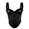 Women's Leather Lace Corset Camisole with Boning for Evening and Party Wear