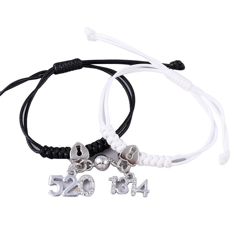 1 Pair Charm Magnet Couple Bracelet For Woman Magnetic Attraction Ball Heart Key Lock Link Chain Wrist Best Friend Jewelry Gift