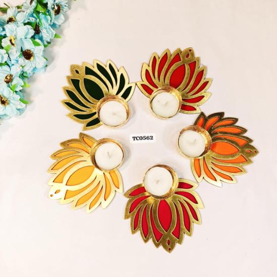 

Ручна робота Гарний підсвічник для чайних свічок для прикраси дому для вечірки фестивалів Весілля та прикраси для подій Набір з 5 штук S жовтий/червоний