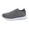 2025 new casual breathable rhinestone running shoes large size flying woven shoes mesh women's trend sports shoes
