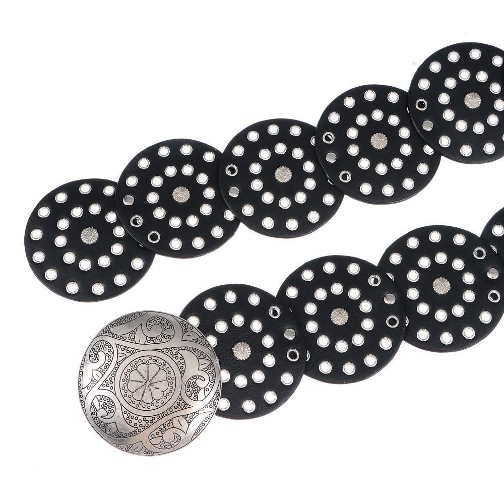 Western Style Hollow Belt Exaggerated Cowboy Wide Disc Belt Disc Belt  for Women